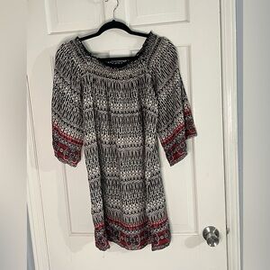 Angie Black and Red Long Sleeve Dress 100% Rayon